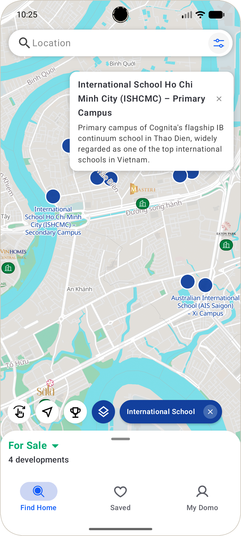 Tìm trường học tốt gần dự án